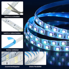 Hengda LED Strip 2m - 10m LED Licht 5050 RGB wasserdichter Lichterkette Dimmbar LED Streifen 24/44 TASTEN für Party Haus selbstklebendes Klebeband
