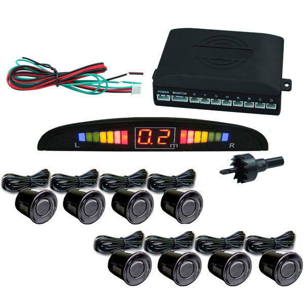 Einparkhilfe 8 Sensoren Auto Rückfahrwarner Rückfahrsystem Parksensoren Schwarz KFZ PKW PDC