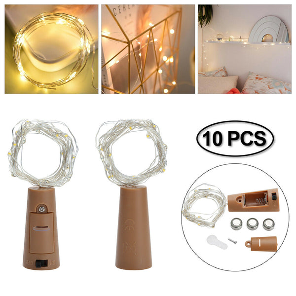 Hengda Flaschenlicht 10X Stimmungslichter LED Lichter 2M Flaschenlicht Korken Kork
