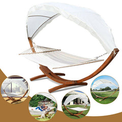 Hengda Hängematte mit Gestell Hängemattengestell Hängematten Holz +Dach bis 200kg für Garten, Terrasse und Haus 415cm