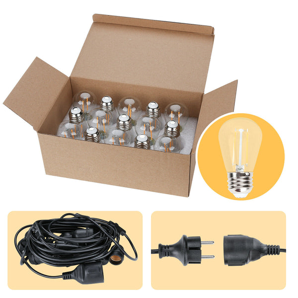 48ft LED Lichterkette Glühbirnen Wasserdicht Warmweiß Birnen Weihnachten Party