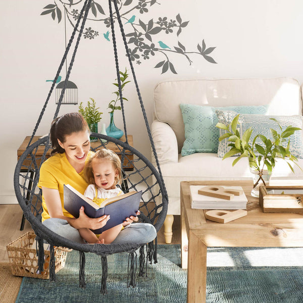 Hängesessel 150kg Indoor mit Kissen Hängeschaukel Hängestuhl Schlafzimmer Liege