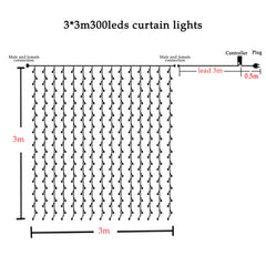 Hengda 300 LEDs Lichtervorhang Weihnachtsleuchte Lichterkette Sternenlicht Warmweiß