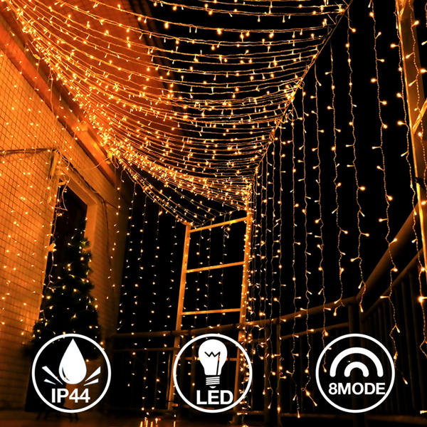 Hengda LED Lichtervorhang Weihnachtsbeleuchtung 3x3M Lichternetz string Lichterkette