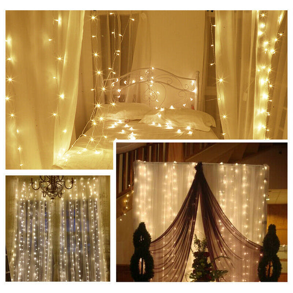 Hengda 300 LEDs Lichtervorhang Weihnachtsleuchte Lichterkette Sternenlicht Warmweiß