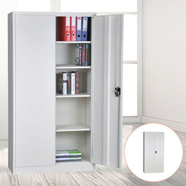 Wolketon Aktenschrank Büro Grau Stahl Büroschrank 2 Türen Metallschrank 180cm