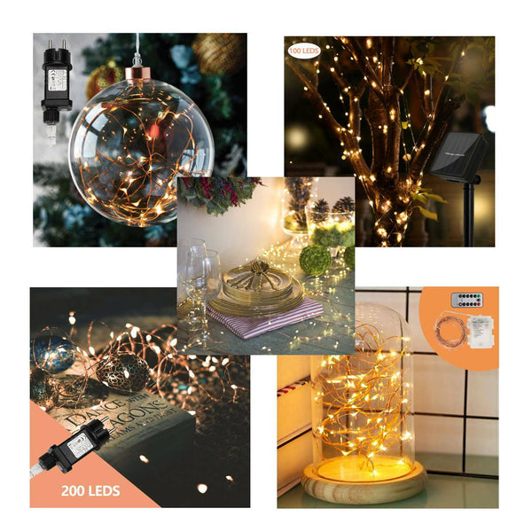 100-200 LEDs Drahtlichterkette Kupferdraht Lichterkette Weihnachtsbeleuchtung