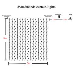 Hengda LED Lichtervorhang Weihnachtsbeleuchtung 3x3M Lichternetz string Lichterkette
